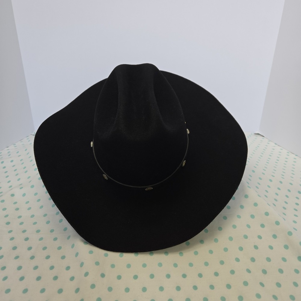 Vintage Stetson Stallion Black XX Premium 57 Felt Wool Cowboy Hat Size 7 1/8